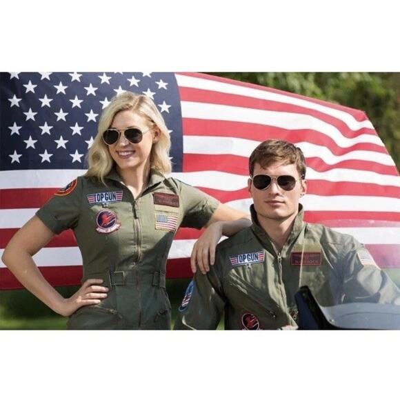 Halloween Costume TOP GUN FLIGHT SUIT Jumpsuit Large Maverick Goose Tom Cruise - Picture 5 of 14